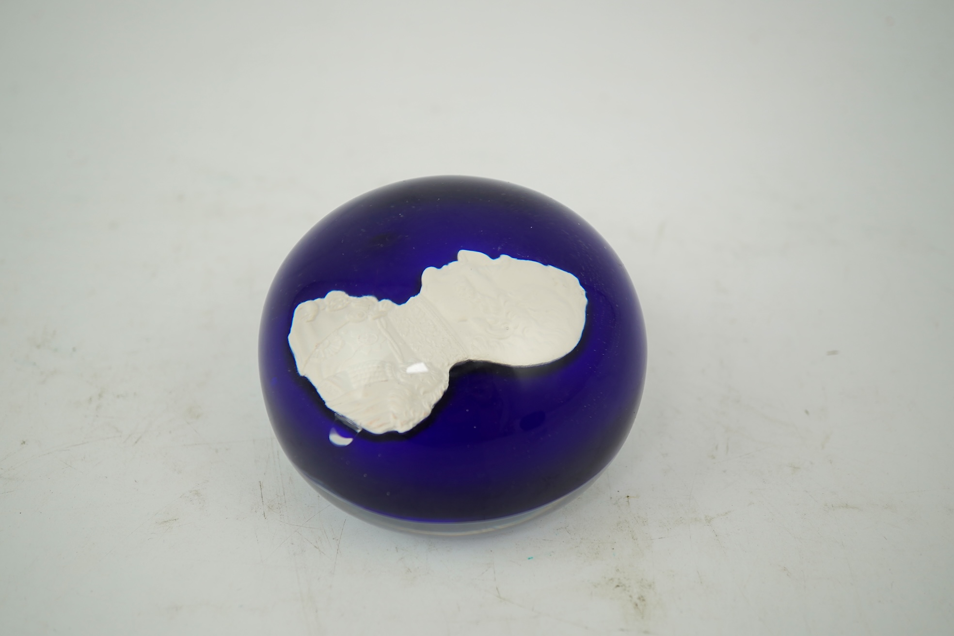 A Clichy Duke of Wellington sulphide paperweight, mid 19th century